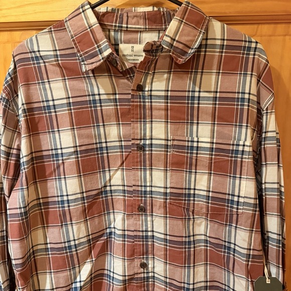 Mutual Weave Men's Plaid Flannel LS Shirt Size Large Neutral Browns - Picture 6 of 7
